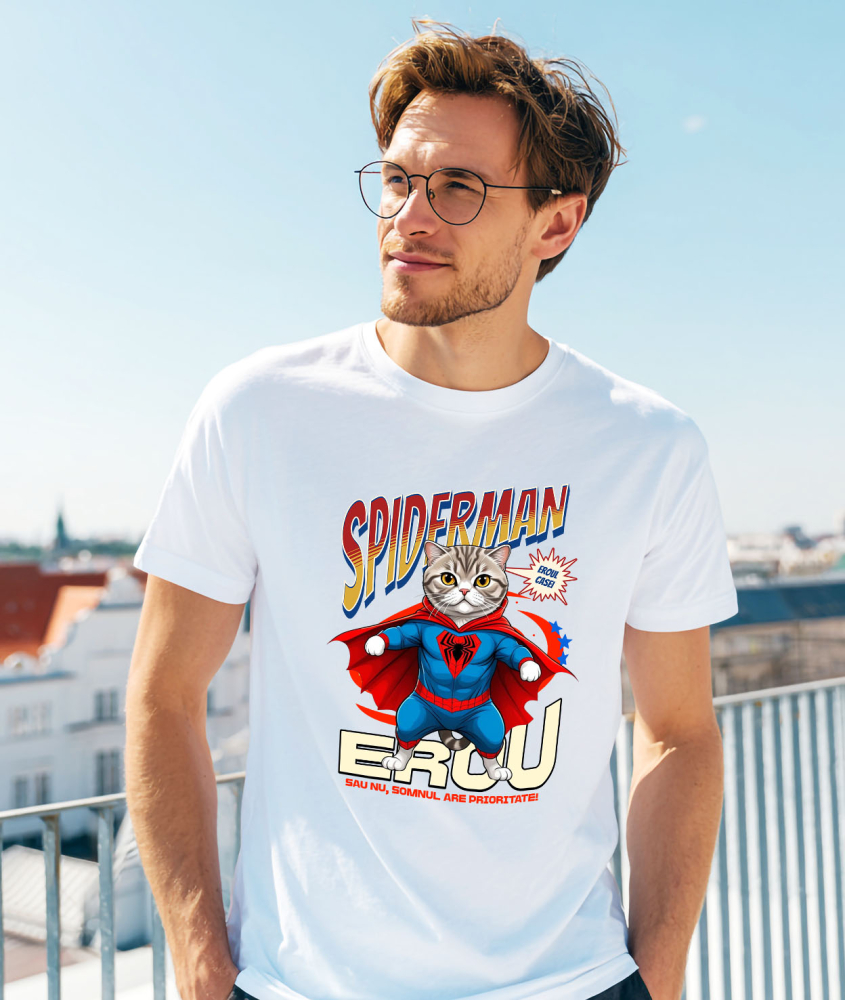 Tricou Femei, Barbati, Copii, Fata, Baiat, Unisex Personalizat Pisică Scottish Fold în Costum Spider-Man - Cadou Personalizat pentru Iubitorii de Pisici și Copii [2]