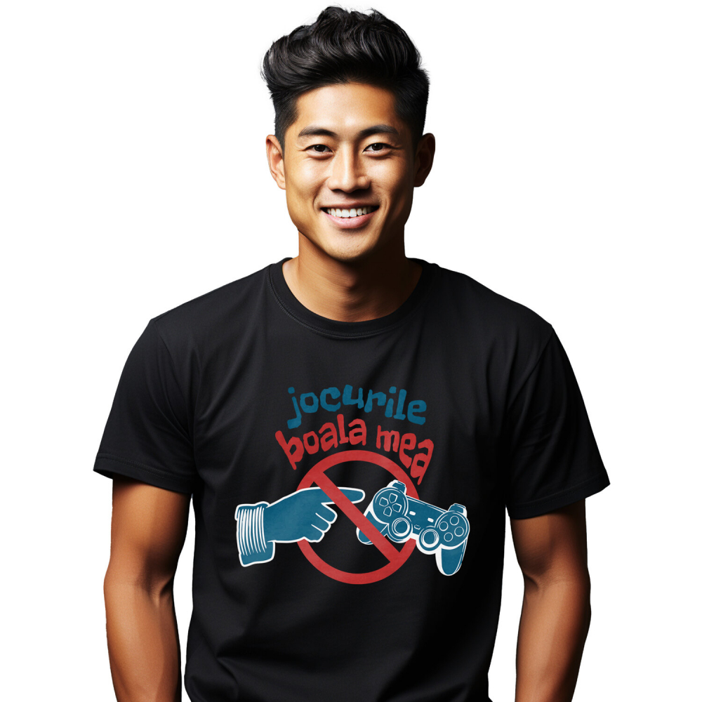 Tricou Femei, Barbati, Copii, Fata, Baiat, Unisex Personalizat Semn Interzis „Jocurile Video Boala Mea” - Cadou Personalizat Gameri [1]