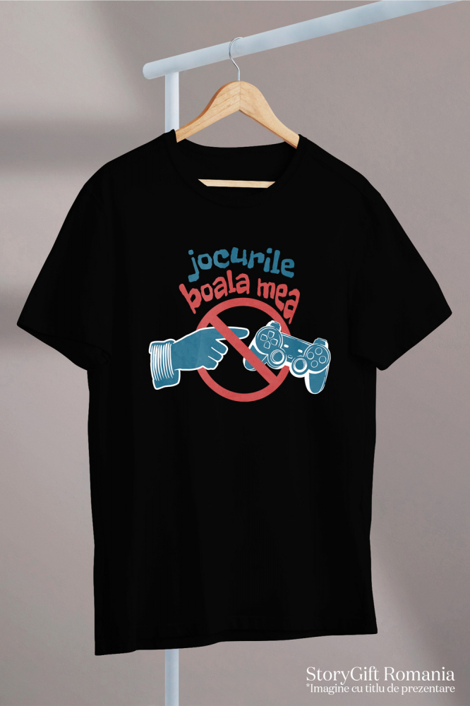 Tricou Femei, Barbati, Copii, Fata, Baiat, Unisex Personalizat Semn Interzis „Jocurile Video Boala Mea” - Cadou Personalizat Gameri [3]