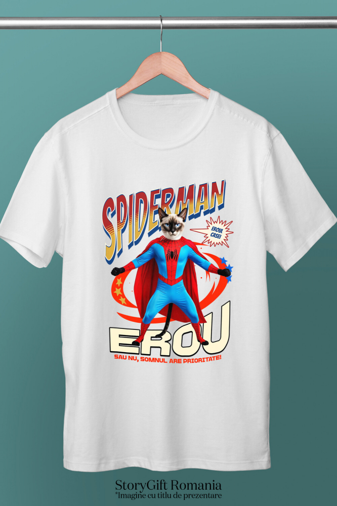 Tricou Femei, Barbati, Copii, Fata, Baiat, Unisex Personalizat Pisică Siameză în Costum Spider-Man - Cadou Personalizat pentru Iubitorii de Pisici și Copii [3]