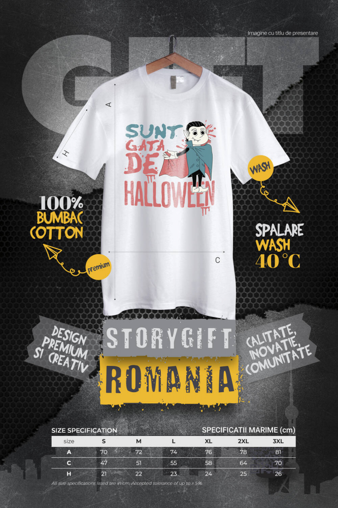Tricou Femei, Barbati, Copii, Fata, Baiat, Unisex Personalizat Costum Dracula Cu Colți Și Capa | Halloween Horror pentru Copii și Adulți [4]