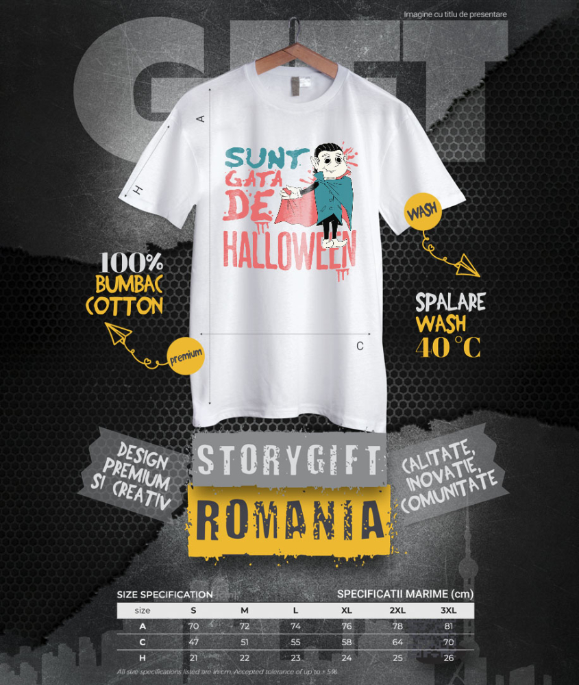 Tricou Femei, Barbati, Copii, Fata, Baiat, Unisex Personalizat Costum Dracula Cu Colți Și Capa | Halloween Horror pentru Copii și Adulți [4]