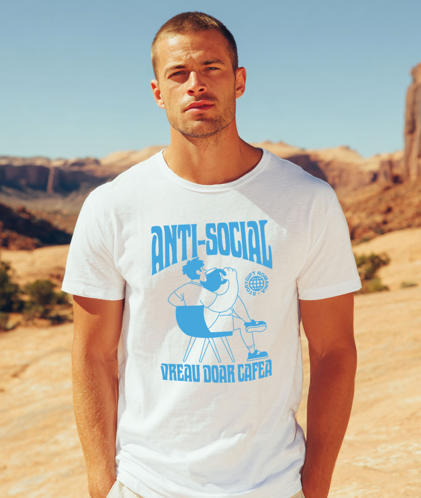 Tricou Femei, Barbati, Copii, Fata, Baiat, Unisex Personalizat „Cana de Cafea Imensa pentru Bărbați - Cadou Personalizat 'Anti-social, Vreau Doar Cafea'” [2]