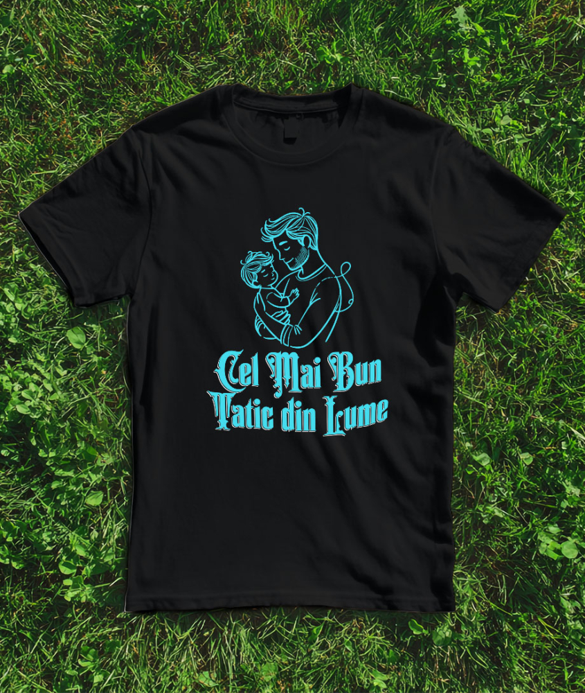 Tricou Femei, Barbati, Copii, Fata, Baiat, Unisex Personalizat Silueta Tata și Copil „Cel Mai Bun Tatic Din Lume” – Cadou Personalizat Pentru Tati și Familie [3]