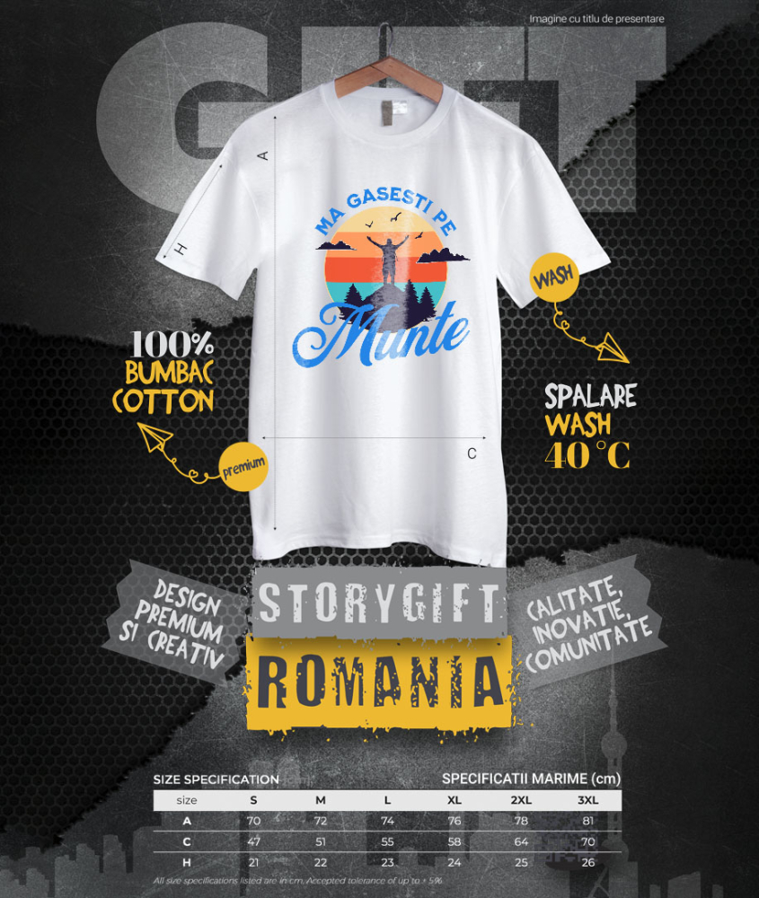 Tricou Femei, Barbati, Copii, Fata, Baiat, Unisex Personalizat "Silueta Umana Pe Munte la Apus de Soare – Aventură și Relaxare în Natură" [4]