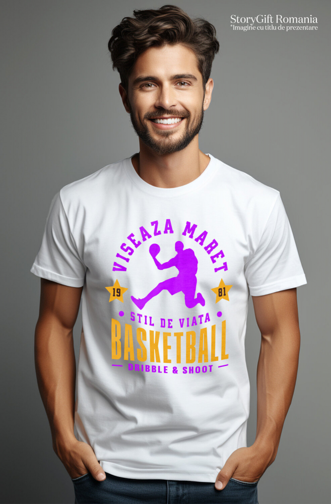 Tricou Femei, Barbati, Copii, Fata, Baiat, Unisex Personalizat Siluetă Umană Sport – Săritură Motivațională Baschet [2]