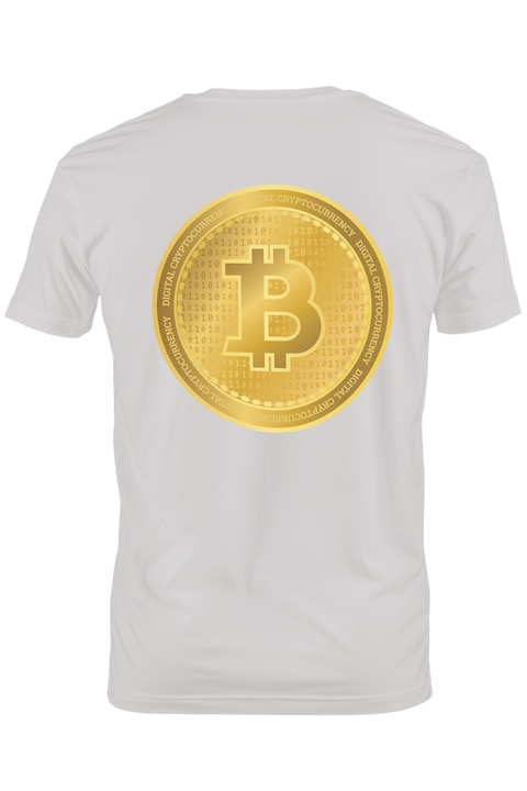 Tricou Barbati Cu Simbol Bitcoin, Banut De aur, Monede Virtuale, Iubitorii De Investitii cu imprimeu pe Spate, 100% Bumbac, Alb, M [2]