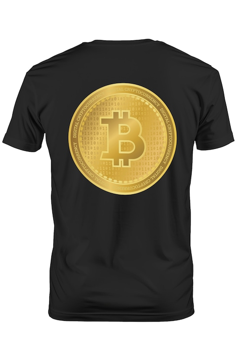Tricou Barbati Cu Simbol Bitcoin, Banut De aur, Monede Virtuale, Iubitorii De Investitii cu imprimeu pe Spate, 100% Bumbac, Negru, L [1]