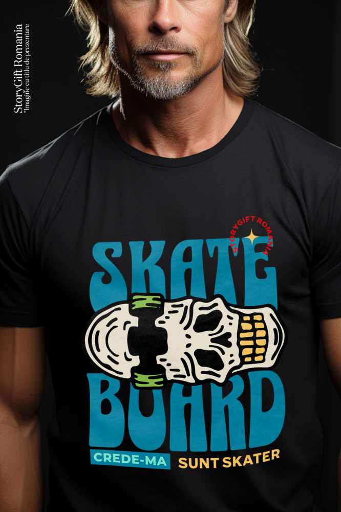 Tricou Femei, Barbati, Copii, Fata, Baiat, Unisex Personalizat Skateboard cu Craniu – Design Urban pentru Iubitorii de Adrenalină [2]