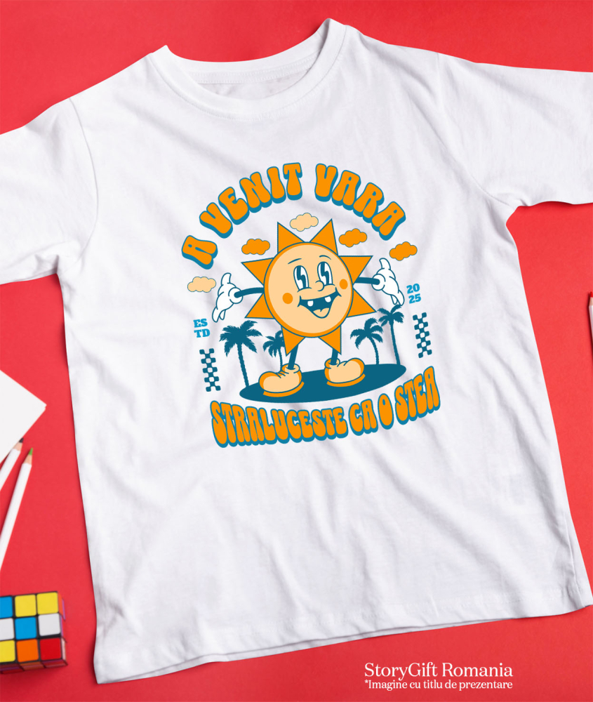 Tricou Femei, Barbati, Copii, Fata, Baiat, Unisex Personalizat Soare Vesel Strălucitor – Cadou Personalizat Plin de Energie Pentru Familie & Prieteni [3]