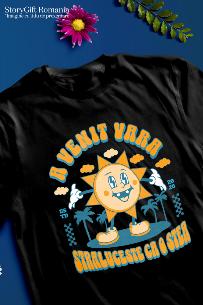 Tricou Femei, Barbati, Copii, Fata, Baiat, Unisex Personalizat Soare Vesel Strălucitor – Cadou Personalizat Plin de Energie Pentru Familie & Prieteni [3]