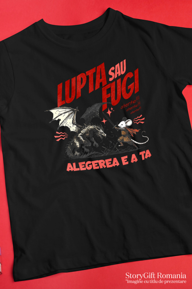 Tricou Femei, Barbati, Copii, Fata, Baiat, Unisex Personalizat Soricel Alb Contra Dragon - Luptă Sau Fugi, Alegerea Este A Ta [3]