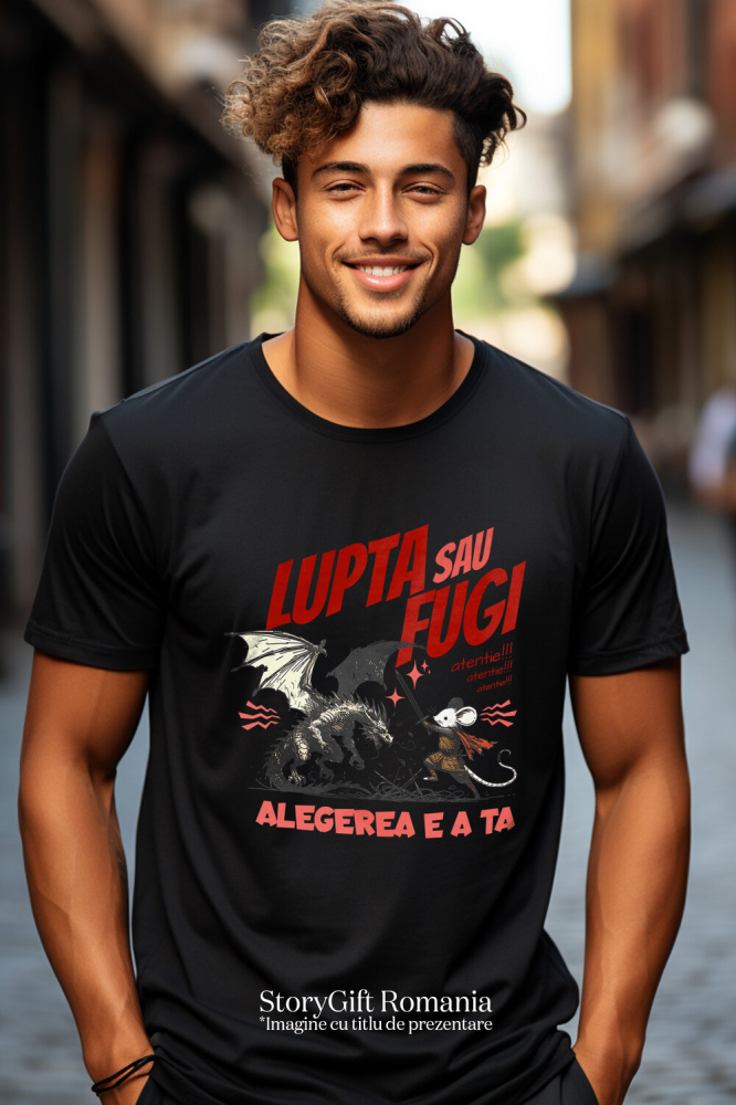 Tricou Femei, Barbati, Copii, Fata, Baiat, Unisex Personalizat Soricel Alb Contra Dragon - Luptă Sau Fugi, Alegerea Este A Ta [2]