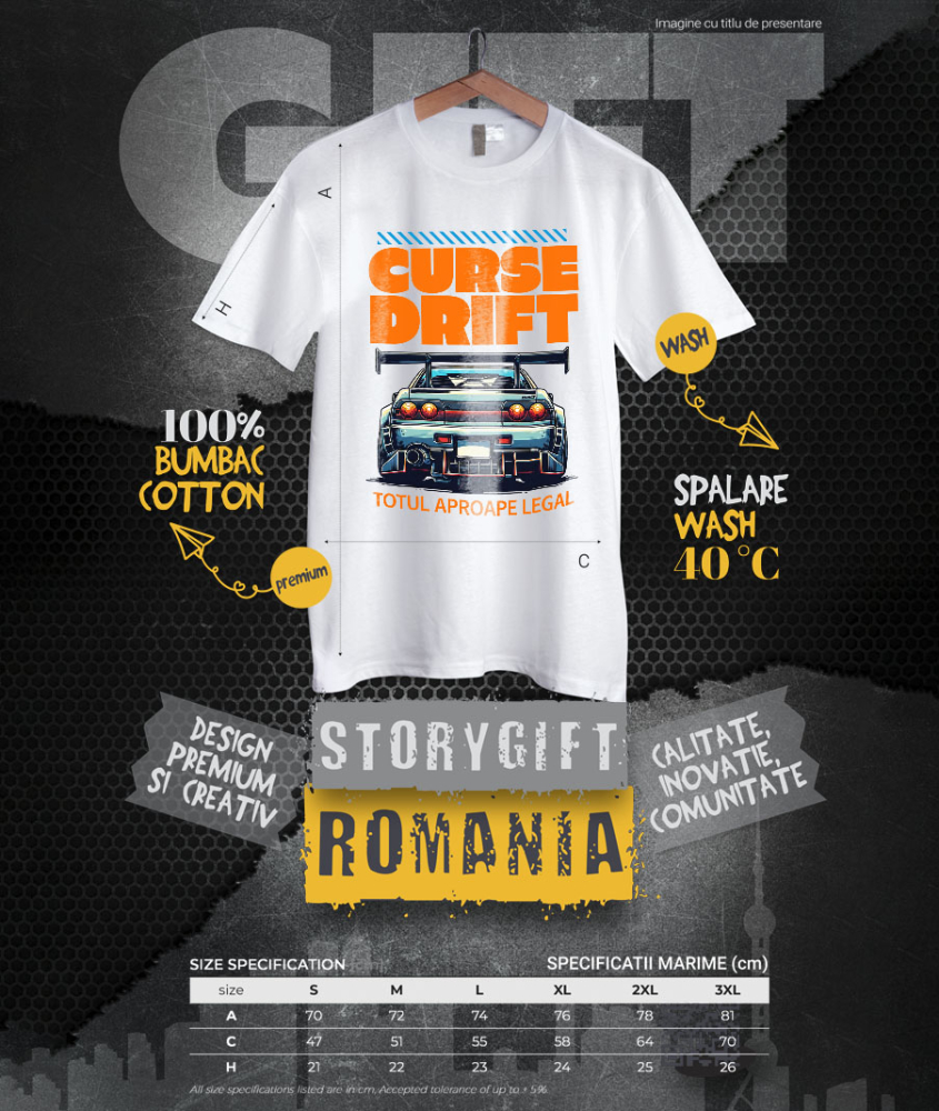 Tricou Femei, Barbati, Copii, Fata, Baiat, Unisex Personalizat Tricou Drift Tuning – Design Auto pentru Pasionații de Curse și Viteză [4]