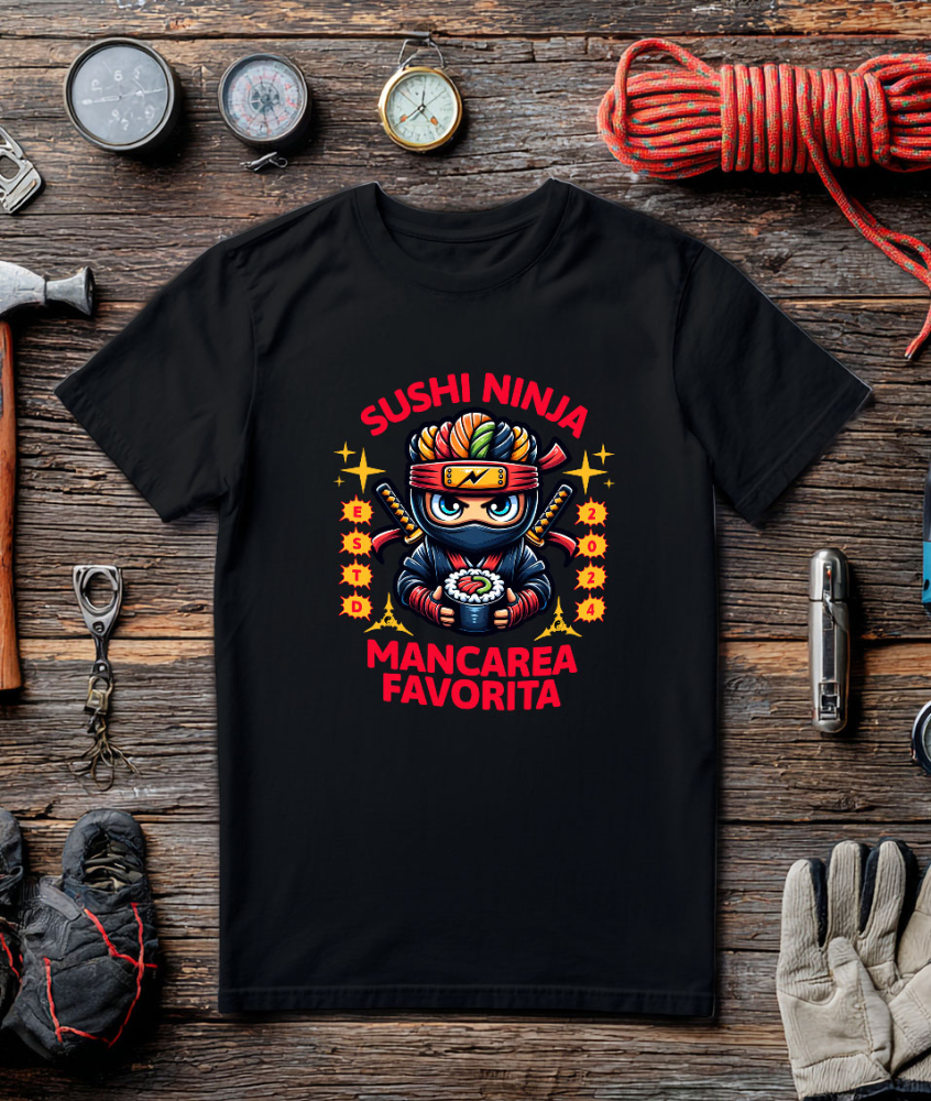 Tricou Femei, Barbati, Copii, Fata, Baiat, Unisex Personalizat Tort Ninja Personalizat - Sushi Tematic și Sabii | Cadou Perfect pentru Copii [3]