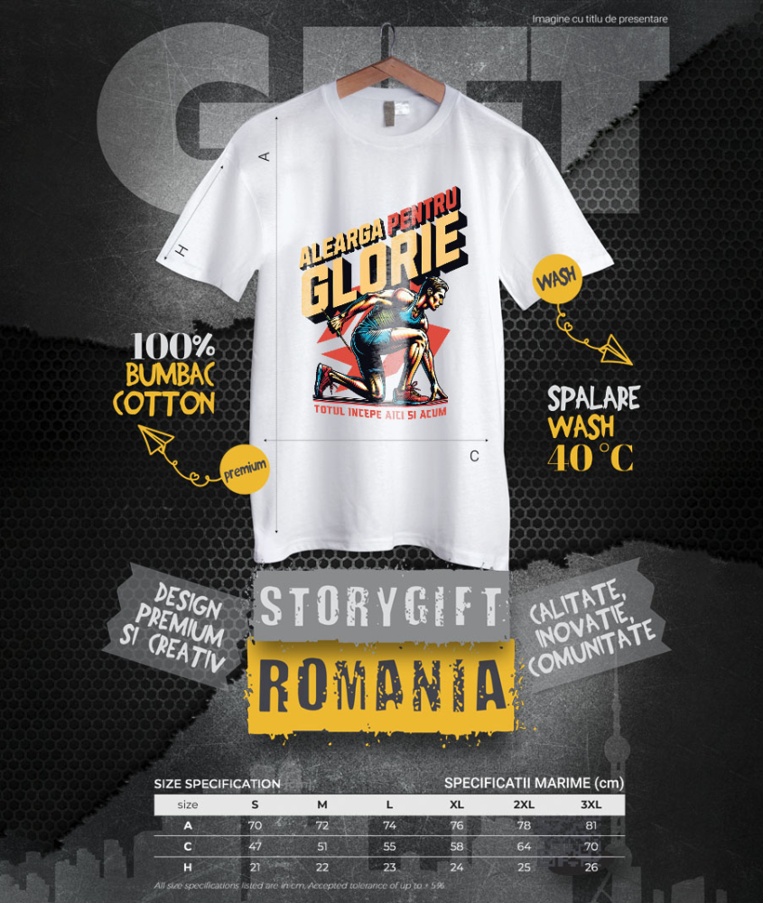 Tricou Femei, Barbati, Copii, Fata, Baiat, Unisex Personalizat Alergător Maraton – Motivație și Glorie Sportivă [4]