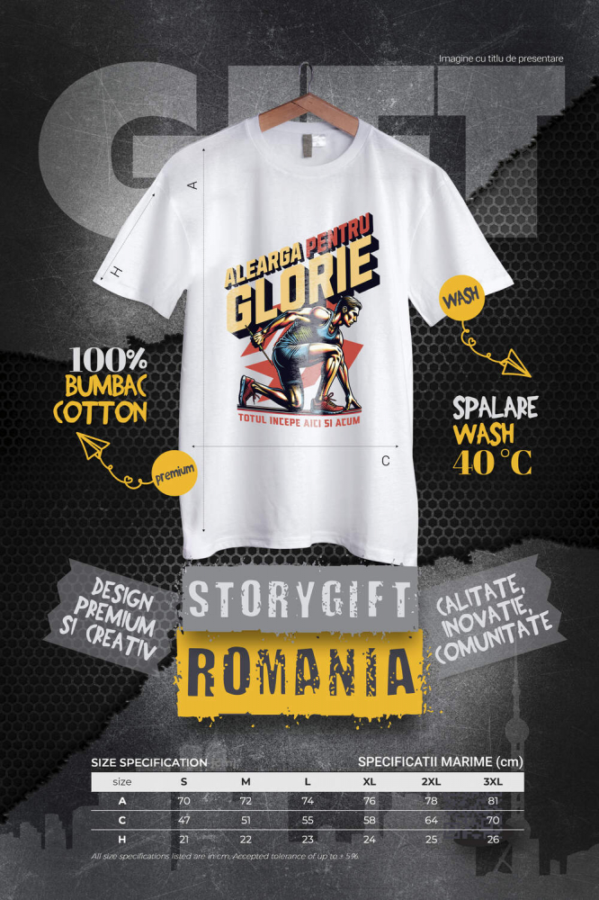Tricou Femei, Barbati, Copii, Fata, Baiat, Unisex Personalizat Alergător Maraton – Motivație și Glorie Sportivă [4]