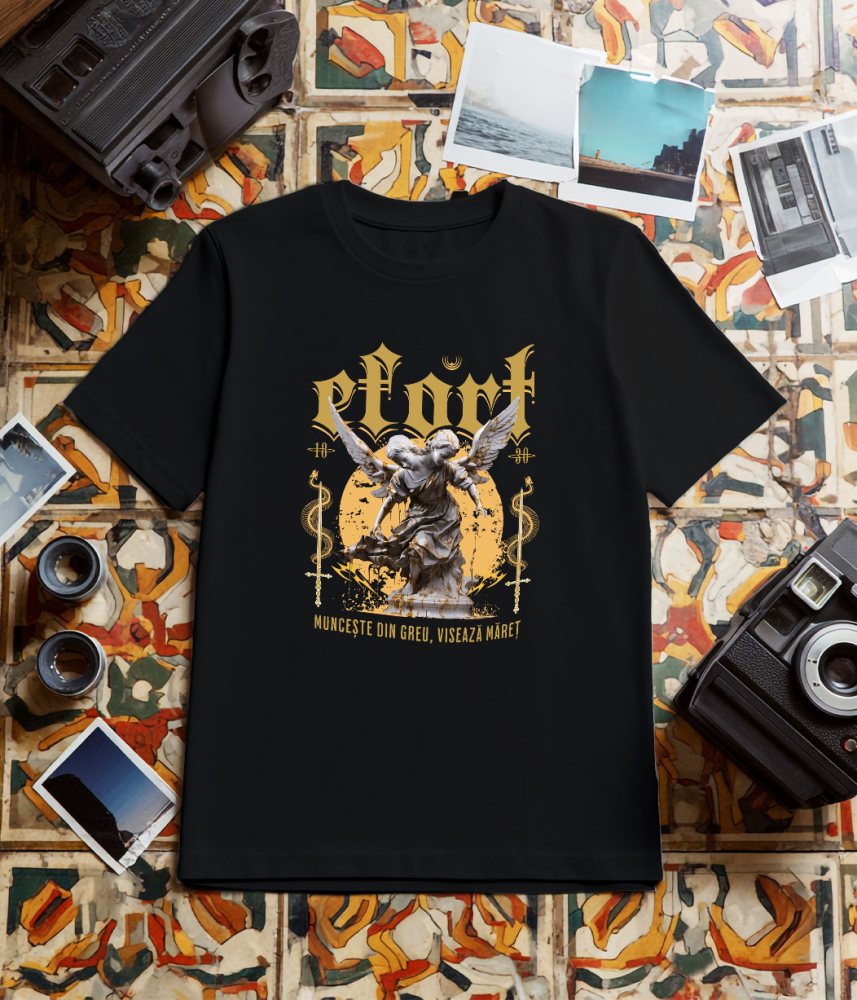 Tricou Femei, Barbati, Copii, Fata, Baiat, Unisex Personalizat Statuie cu Două Capete și Aripi - Cadou Motivațional "Munceste Din Greu, Visează Măreț" [3]