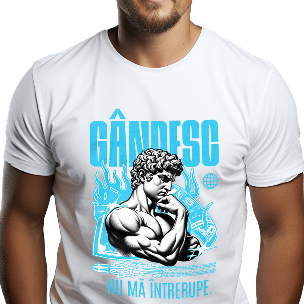 Tricou Femei, Barbati, Copii, Fata, Baiat, Unisex Personalizat Statuie Grecească Gânditor - Cadou Motivational și Inspirant [1]