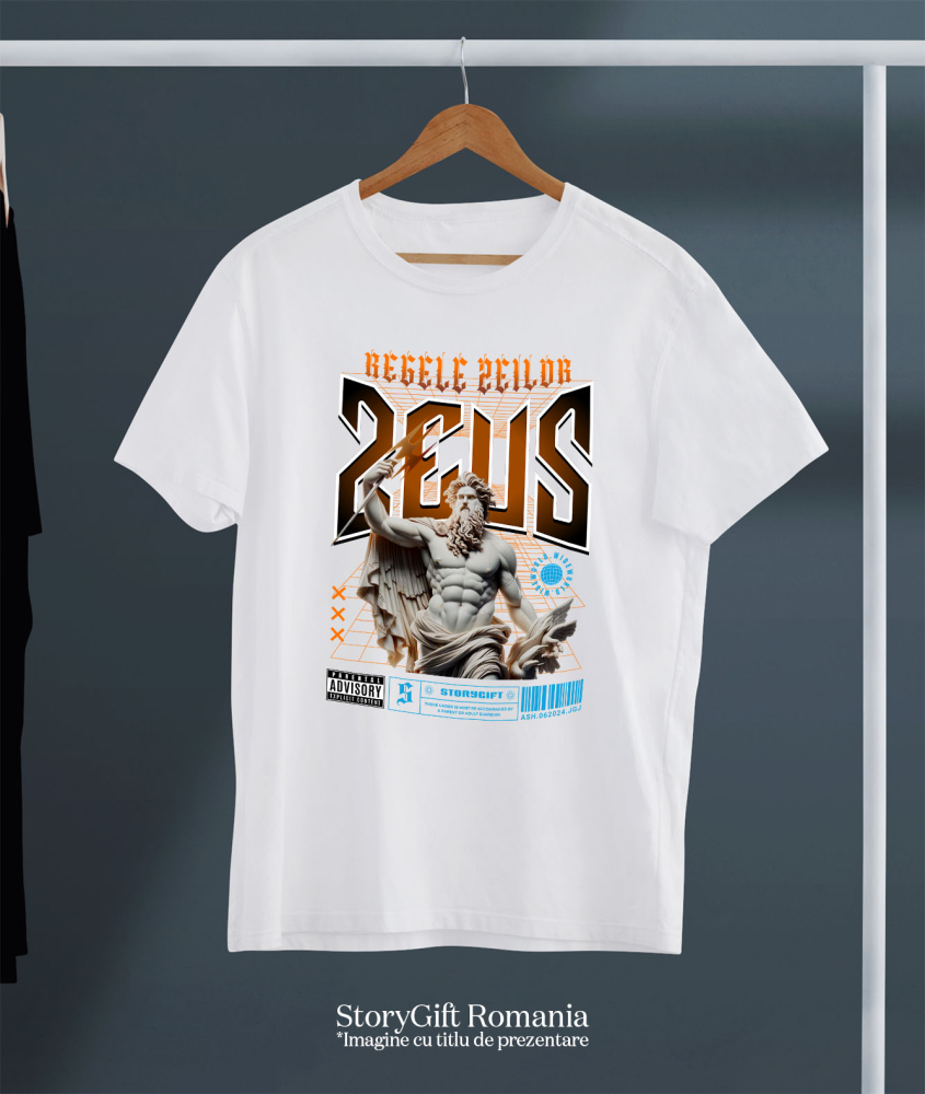 Tricou Femei, Barbati, Copii, Fata, Baiat, Unisex Personalizat Statuie Grecească Bust Dezgolit Zeus – Cadou Motivational „Regele Zeilor” [3]