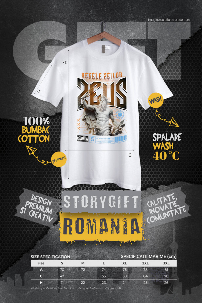 Tricou Femei, Barbati, Copii, Fata, Baiat, Unisex Personalizat Statuie Grecească Bust Dezgolit Zeus – Cadou Motivational „Regele Zeilor” [4]