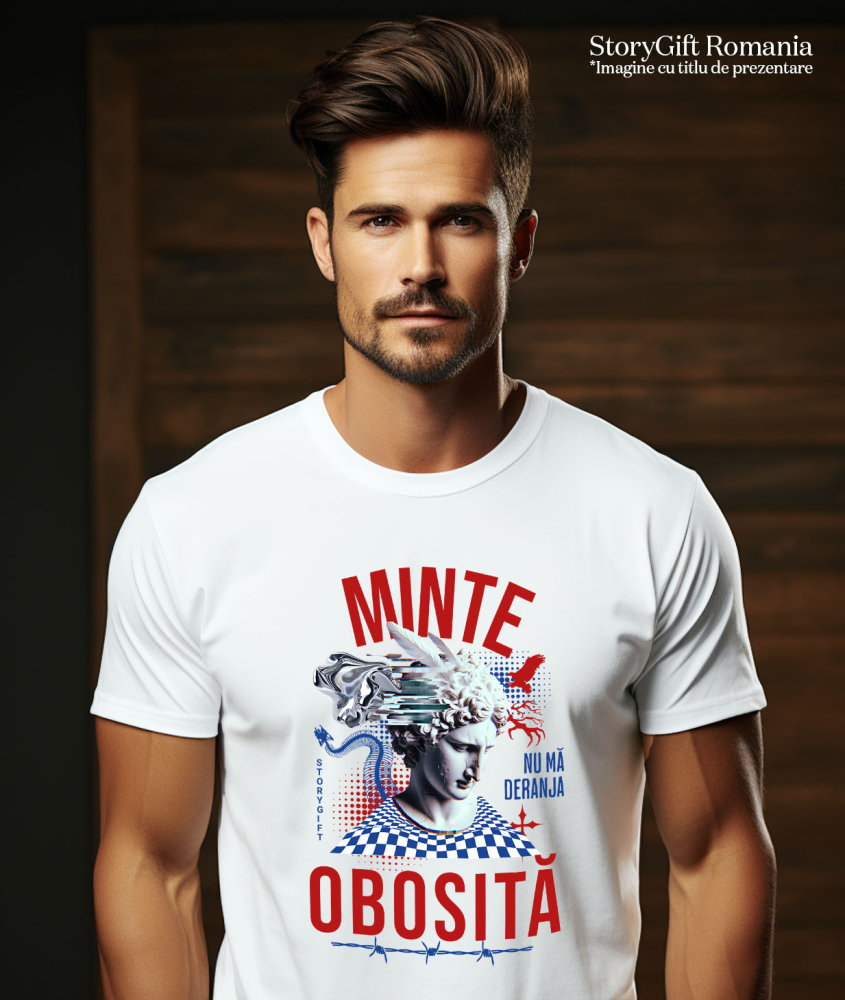 Tricou Femei, Barbati, Copii, Fata, Baiat, Unisex Personalizat Statuie Stil Grecesc - Minte Obosită | Cadou Personalizat Amuzant [2]