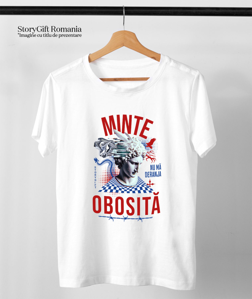 Tricou Femei, Barbati, Copii, Fata, Baiat, Unisex Personalizat Statuie Stil Grecesc - Minte Obosită | Cadou Personalizat Amuzant [3]