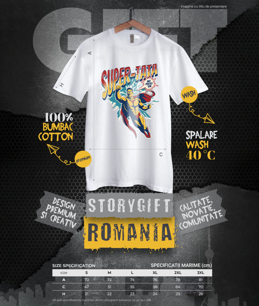 Tricou Femei, Barbati, Copii, Fata, Baiat, Unisex Personalizat Tricou Personalizat Super Erou – Cadou Special pentru Tata și Fiu [4]