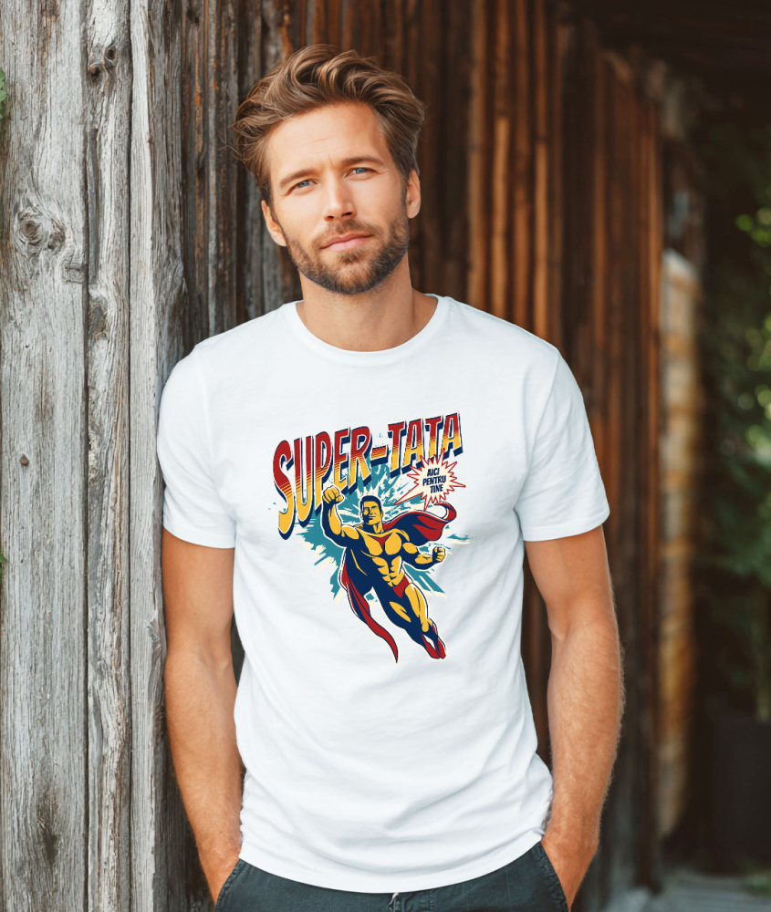 Tricou Femei, Barbati, Copii, Fata, Baiat, Unisex Personalizat Tricou Personalizat Super Erou – Cadou Special pentru Tata și Fiu [2]
