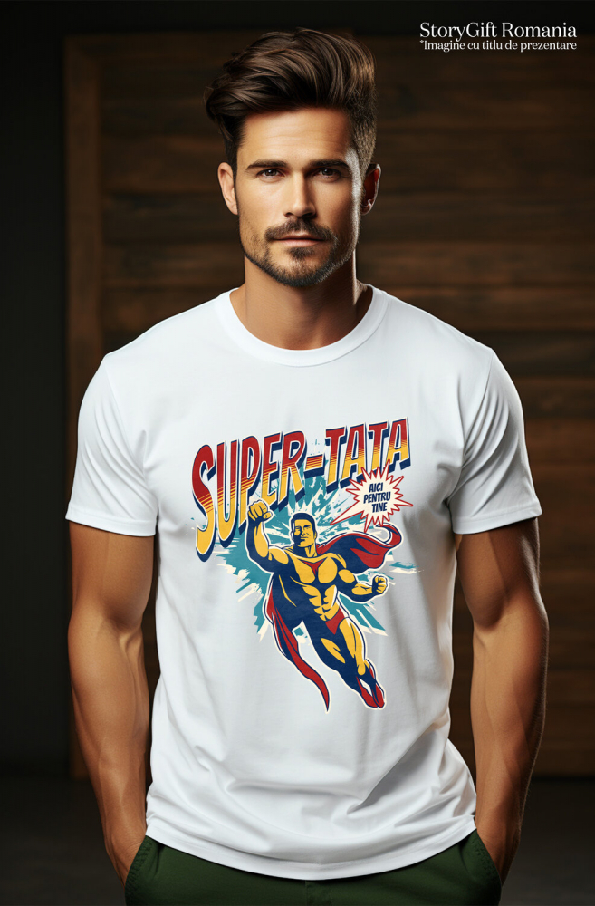 Tricou Femei, Barbati, Copii, Fata, Baiat, Unisex Personalizat Tricou Personalizat Super Erou – Cadou Special pentru Tata și Fiu [2]