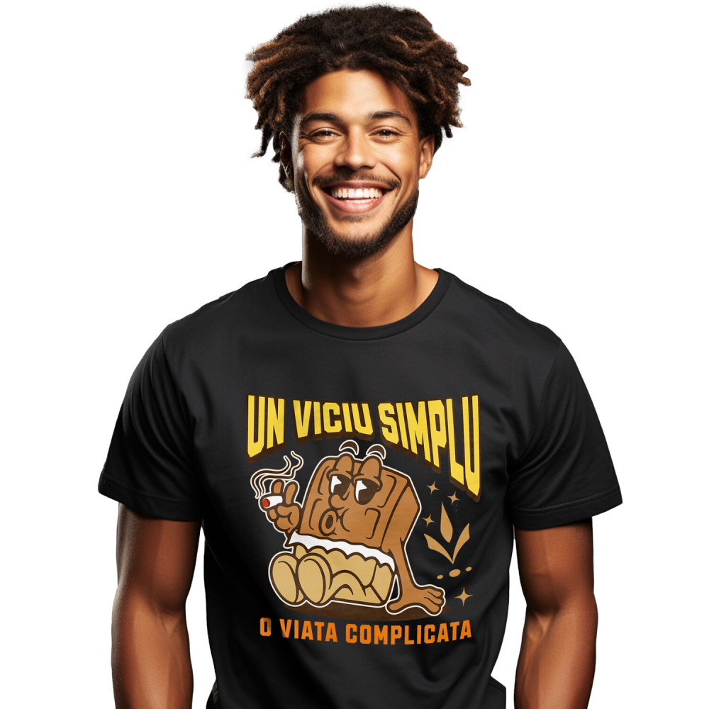 Tricou Femei, Barbati, Copii, Fata, Baiat, Unisex Personalizat Tableta de ciocolată personalizată „Un viciu simplu, o viață complicată” – Cadou pentru iubitorii de ciocolată [1]