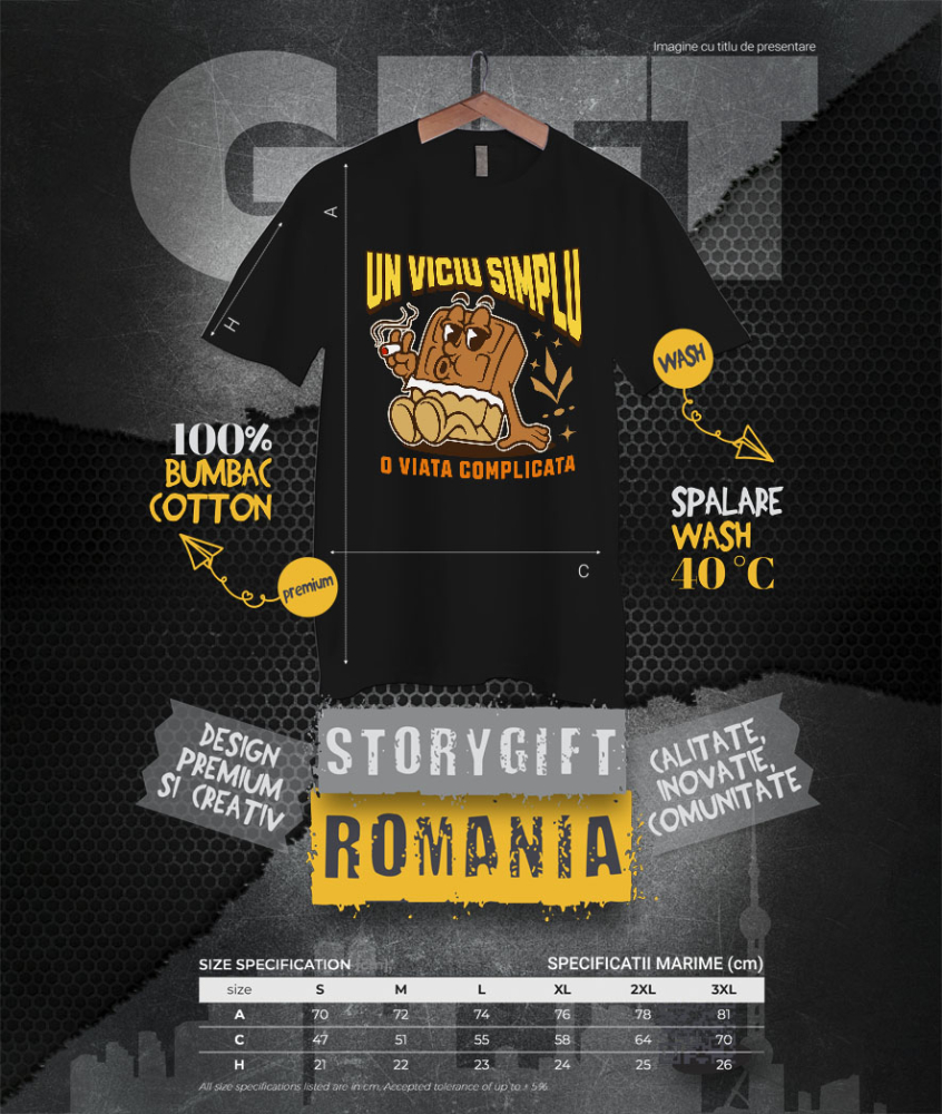 Tricou Femei, Barbati, Copii, Fata, Baiat, Unisex Personalizat Tableta de ciocolată personalizată „Un viciu simplu, o viață complicată” – Cadou pentru iubitorii de ciocolată [4]