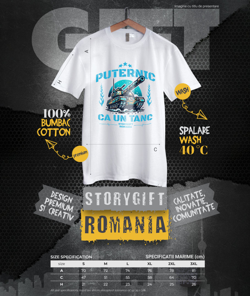 Tricou Femei, Barbati, Copii, Fata, Baiat, Unisex Personalizat Tanc Motivațional – Simbol al Forței și Determinării [4]