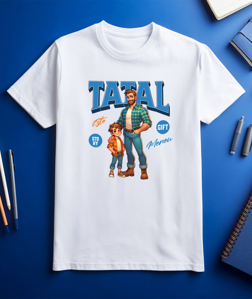Tricou Femei, Barbati, Copii, Fata, Baiat, Unisex Personalizat Cadouri Personalizate Tata și Fiul | Cel Mai Tare Tata Din Lume, Amintiri Familie [3]