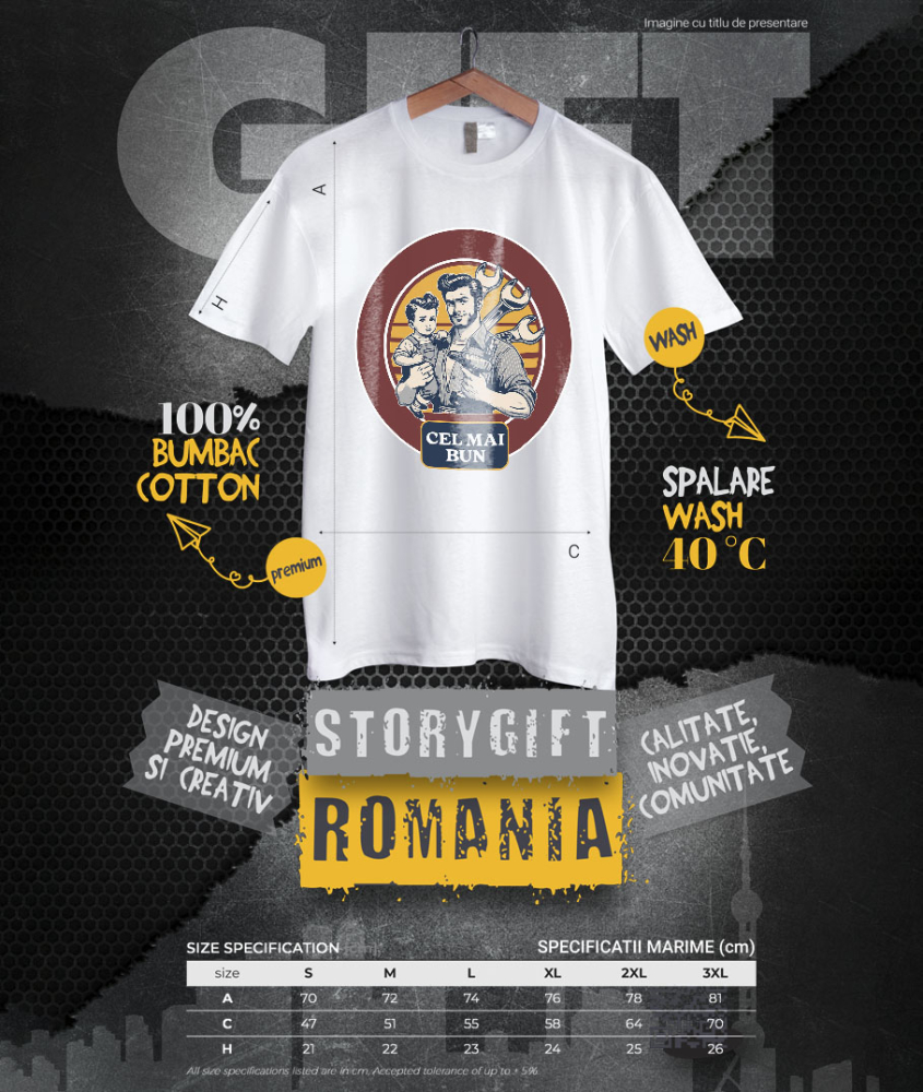 Tricou Femei, Barbati, Copii, Fata, Baiat, Unisex Personalizat Tata și Fiu Muncitori Cu Bormașina – Cadou Personalizat Familie, Iubire și Muncă [4]