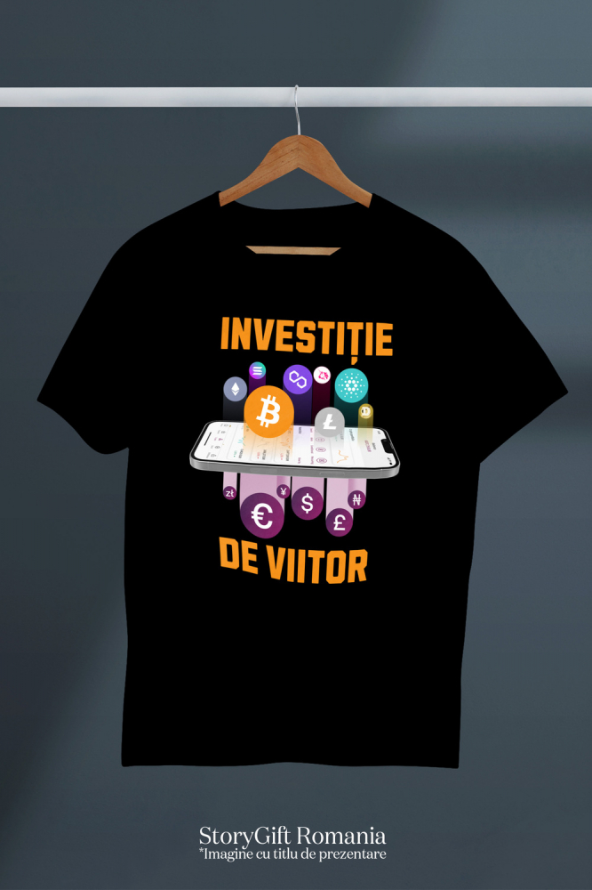 Tricou Femei, Barbati, Copii, Fata, Baiat, Unisex Personalizat Telefon cu Criptomonede Bitcoin – „Investiție de Viitor” – Cadou Personalizat pentru Familie, Tati, Copii, Prieteni [3]