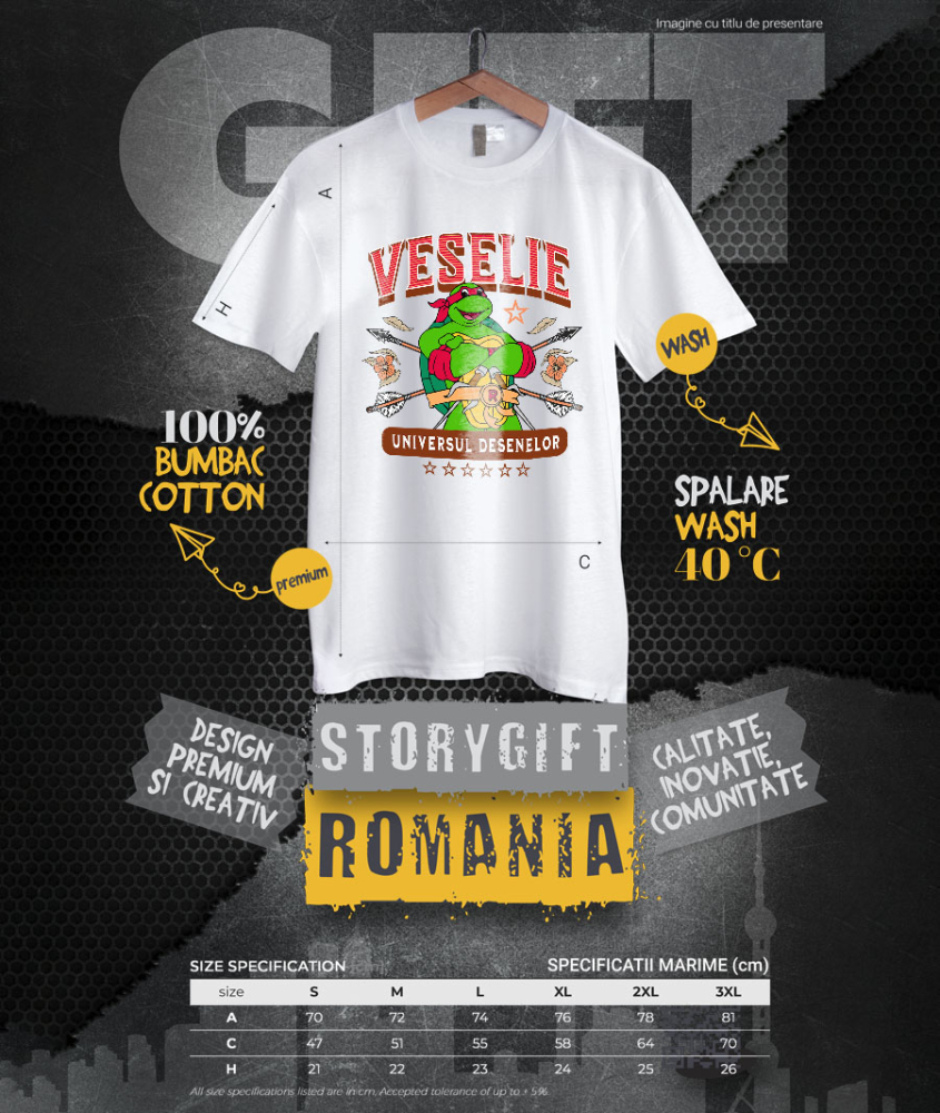 Tricou Barbati cu Testoasele Ninja – Lumea sub Stapanirea Lăstunului 100% Bumbac, Alb, L [4]