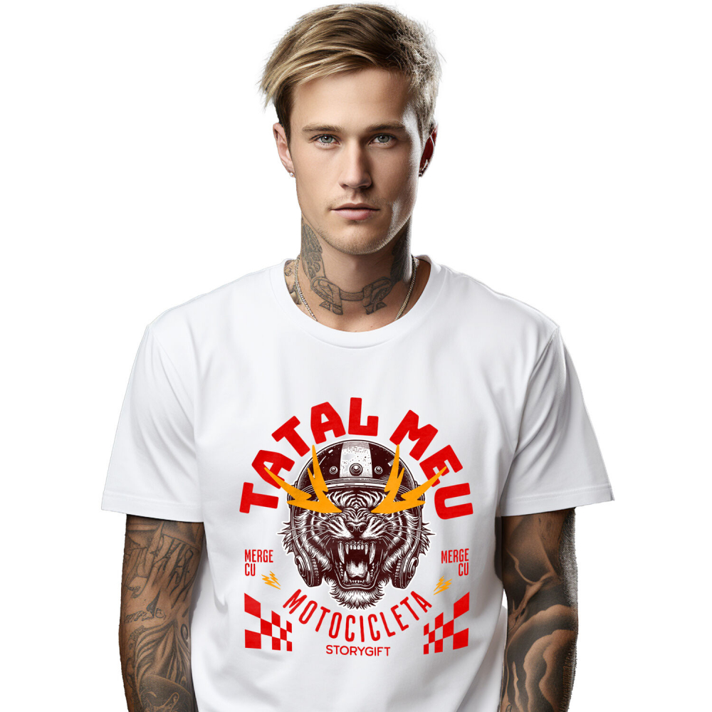 Tricou Femei, Barbati, Copii, Fata, Baiat, Unisex Personalizat Tigru Furios cu Cască – Putere și Pasiune pentru Motocicliști [1]