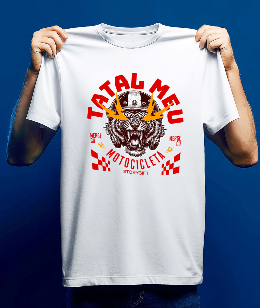 Tricou Femei, Barbati, Copii, Fata, Baiat, Unisex Personalizat Tigru Furios cu Cască – Putere și Pasiune pentru Motocicliști [3]