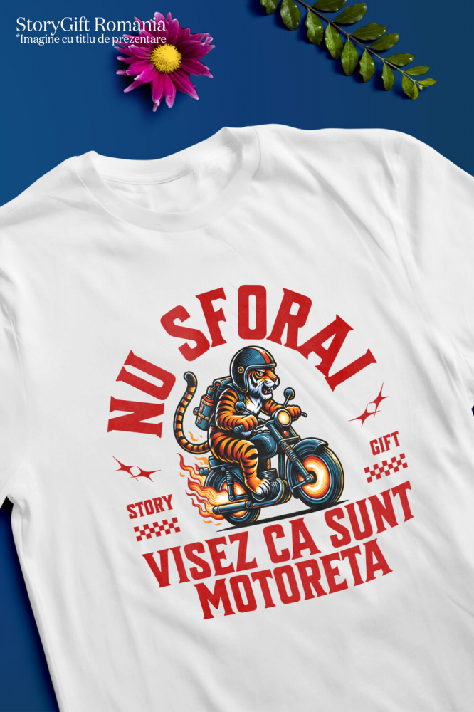 Tricou Femei, Barbati, Copii, Fata, Baiat, Unisex Personalizat Tigru Furios Pe Motor Vintage – Design Amuzant și Plin de Pasiune [3]