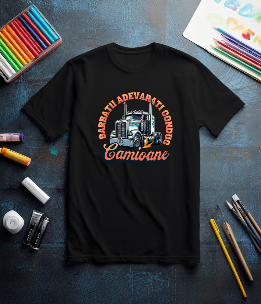 Tricou Femei, Barbati, Copii, Fata, Baiat, Unisex Personalizat Tir Colorat – Meserie Pentru Bărbați Adevărați | Camionagii Haiosi [3]