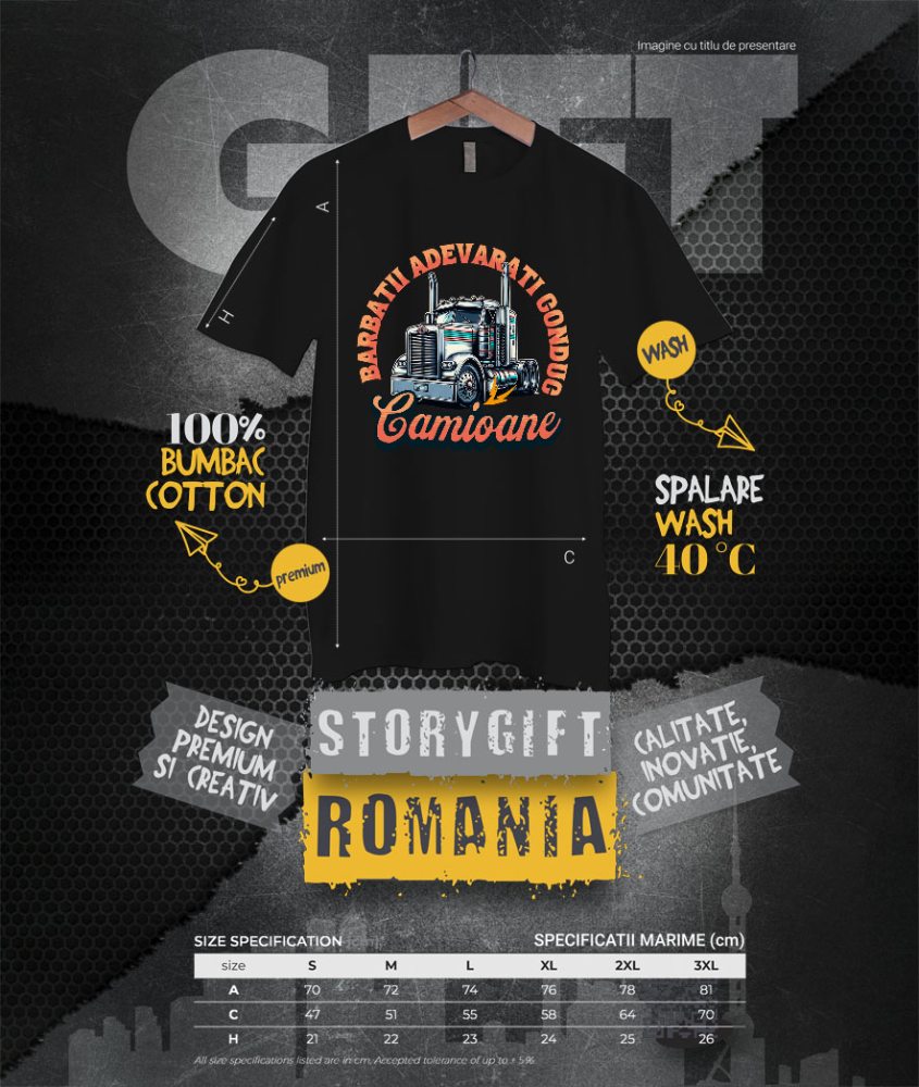 Tricou Femei, Barbati, Copii, Fata, Baiat, Unisex Personalizat Tir Colorat – Meserie Pentru Bărbați Adevărați | Camionagii Haiosi [4]