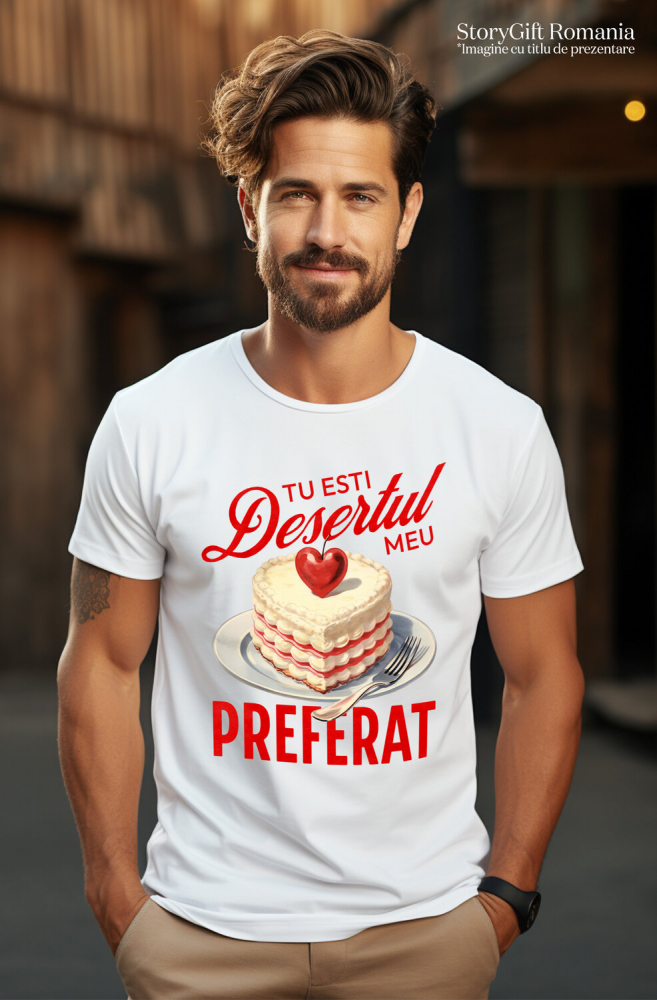 Tricou Femei, Barbati, Copii, Fata, Baiat, Unisex Personalizat Tort Romantic Inimă Cu Mesaj Personalizat și Cireșe Roșii | Desert Perfect pentru Familie și Iubire [2]