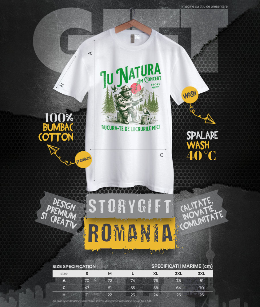 Tricou Femei, Barbati, Copii, Fata, Baiat, Unisex Personalizat "Urs Cântăreț cu Chitară în Pădure – Concert în Natură și Bucuria Lucrurilor Mici" [4]