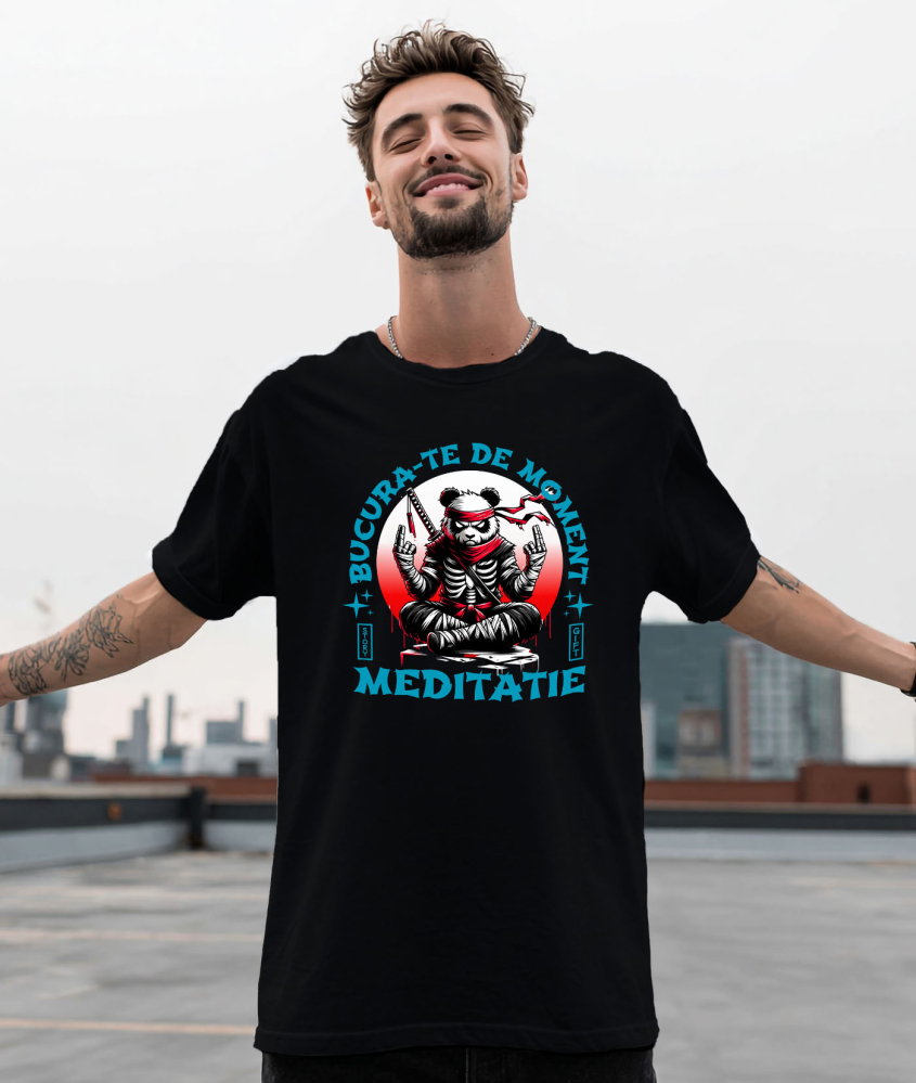 Tricou Femei, Barbati, Copii, Fata, Baiat, Unisex Personalizat Urs Panda Costum Ninja și Sabie - Cadou Personalizat pentru Copii și Tati [2]