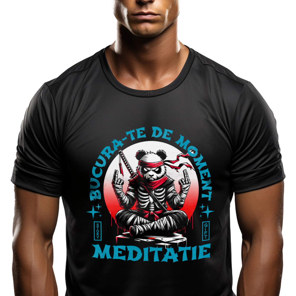 Tricou Femei, Barbati, Copii, Fata, Baiat, Unisex Personalizat Urs Panda Costum Ninja și Sabie - Cadou Personalizat pentru Copii și Tati [1]