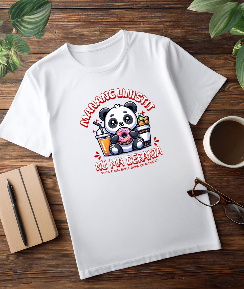 Tricou Femei, Barbati, Copii, Fata, Baiat, Unisex Personalizat Cadou personalizat urs panda cu gogoasă glazurată | Mesaj haios și dulciuri pentru familie [3]