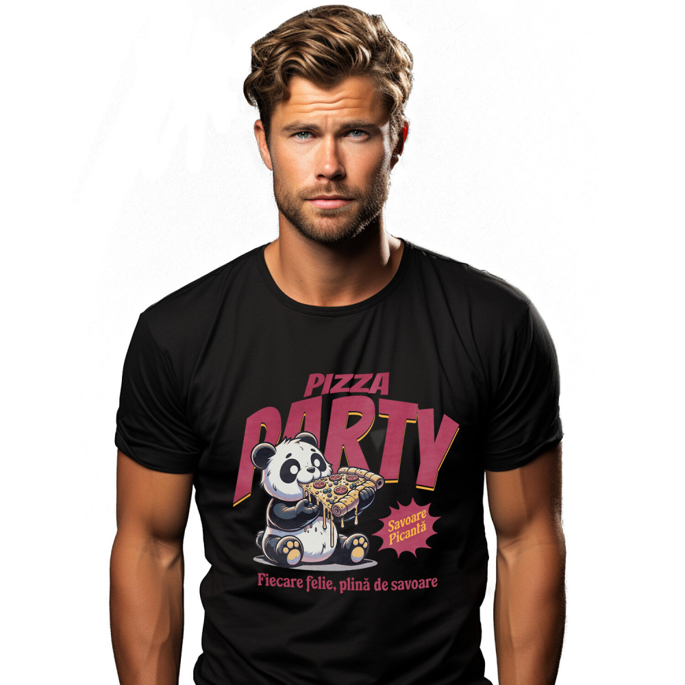 Tricou Femei, Barbati, Copii, Fata, Baiat, Unisex Personalizat Cadouri personalizate pentru iubitorii de pizza | Urs Panda și fast food cu text amuzant [1]