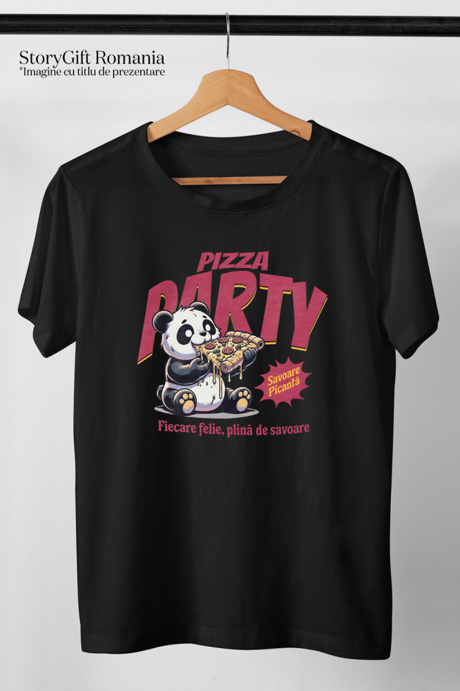 Tricou Femei, Barbati, Copii, Fata, Baiat, Unisex Personalizat Cadouri personalizate pentru iubitorii de pizza | Urs Panda și fast food cu text amuzant [3]