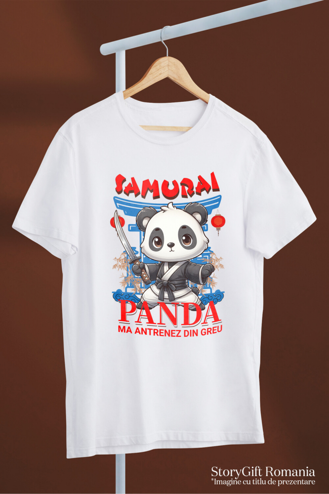 Tricou Femei, Barbati, Copii, Fata, Baiat, Unisex Personalizat Urs Panda Samurai cu Costum de Karate și Sabie Ninja - Cadou Personalizat pentru Copii și Tati [3]